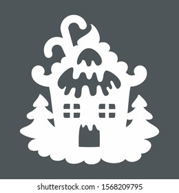 Snow covered winter house quality vector illustration cut