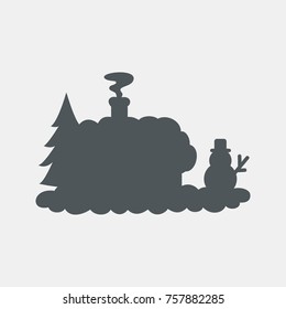 Snow covered winter house quality vector illustration cut