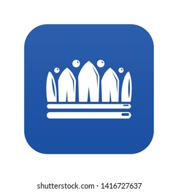 Snow crown icon blue vector isolated on white background