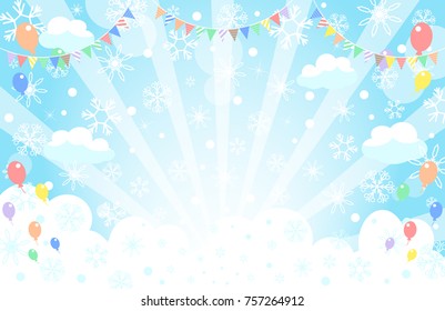 Snow crystal and blue sky