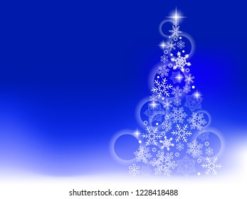Snow Crystal Christmas Tree. Background illustration