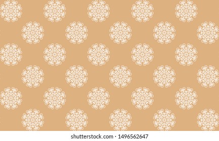 Snow crystal flake with circle outline background pattern