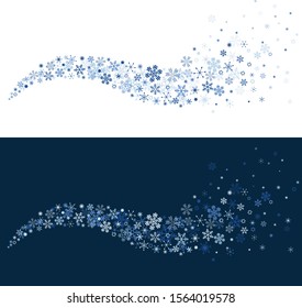 Snow Crystal Flow, Snowflake, wave, Flutter, white and Dark blue background