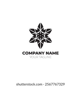 snow crystal logo meaning sharp, innovative and advanced, suitable for companies in the fields of beauty, technology, construction, health, consulting, manufacturing, entertainment