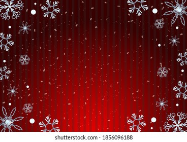 Cristal de nieve y fondo rayado rojo