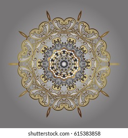 Snow crystal regular texture on colors. Vector with stylized snowflakes. Winter, New Year, Christmas simple design on a gray background.