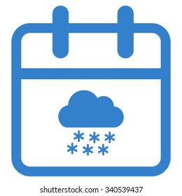 Snow Date vector icon. Style is flat symbol, cobalt color, rounded angles, white background.