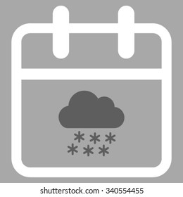 Snow Date vector icon. Style is bicolor flat symbol, dark gray and white colors, rounded angles, silver background.