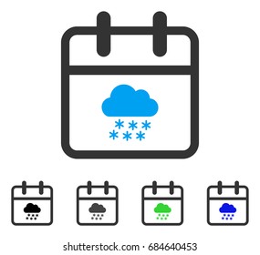 Snow Day flat vector pictogram. Colored snow day gray, black, blue, green pictogram versions. Flat icon style for web design.