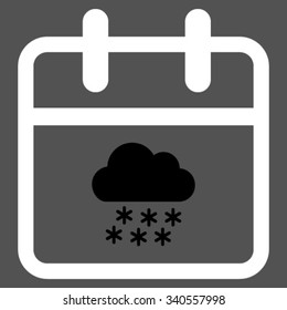 Snow Day vector icon. Style is bicolor flat symbol, black and white colors, rounded angles, gray background.