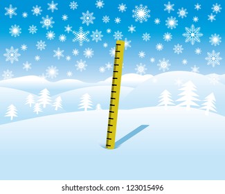 snow depth measure in winter landscape