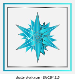 the snow diamond star logo with frame on white and white background