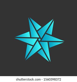 the snow diamond star logo vector with black background