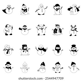 Snow Doll icons set illustration.  vector	