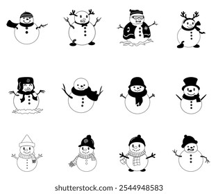 Snow Doll icons set illustration.  vector	