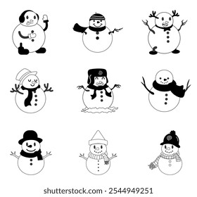 Snow Doll icons set illustration.  vector	