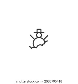 snow doll line icon, outline vector sign, pixel perfect icon