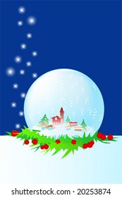 Snow dome with holly and snow
