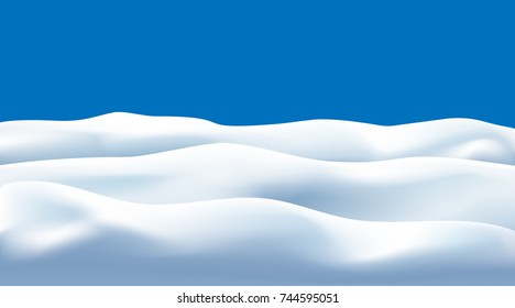 Snow Drifts Isolated On Blue Background