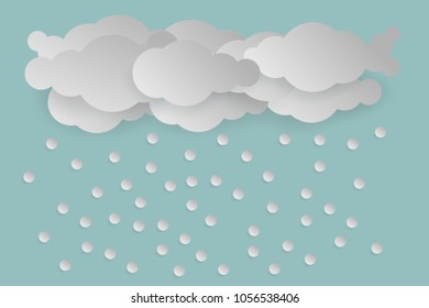 Snow Drop on Blue Background,Vector illustration. paper art and digital craft style.