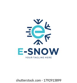 Snow E Letter Logo icon. Initial design concept E. Vector snow lettering logo icon for startup banner, poster.