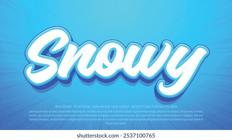 Modelo de efeito de texto 3d editável para neve usado para logotipo e marca comercial