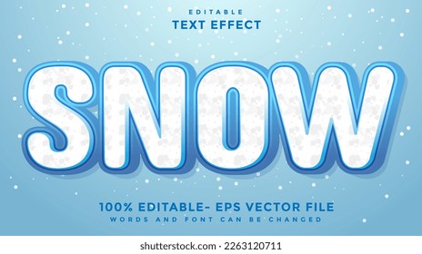 Plantilla De Diseño De Efecto De Texto Editable De Nieve, Efecto Guardado En Estilo Gráfico