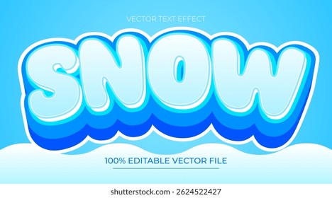 Snow editable text effect emboss modern winter season style