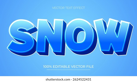 Snow editable text effect emboss modern winter season style