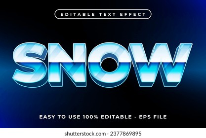 Snow editable text effect mock up use for logo and business brand, 3d typography template