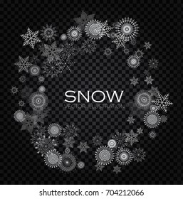 Snow. Elegant snowflakes wreath. Vector illustration