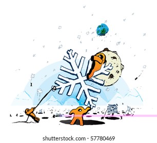 Snow factory. Snow factory on another planet. Aliens are making snow for next winter.