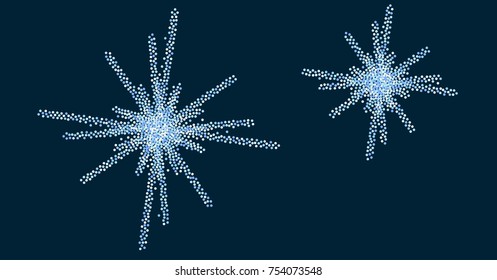 snow fall blue christmas background, winter snowflake sky vector illustration. sparkling abstract confetti falling. light magic shining Flying glitter dots particles, sparkle border backdrop. 