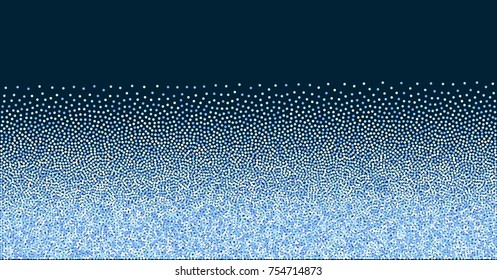 snow fall blue christmas background, winter snowflake sky vector illustration. sparkling abstract confetti falling. light magic shining Flying glitter dots particles, sparkle border backdrop. 