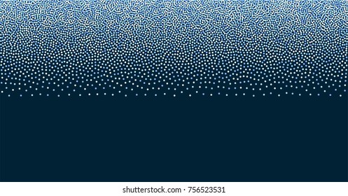 snow fall blue christmas background, winter snowflake sky vector illustration. sparkling abstract confetti falling. light magic shining Flying glitter dots particles, sparkle border backdrop. 
