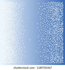 snow fall blue christmas corners background, winter snowflake vector. sparkling abstract confetti falling. light magic shining Flying glitter dots, sparkle border minimal decoration on blue