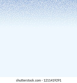 snow fall blue christmas corners background, winter snowflake vector. sparkling abstract confetti falling. light magic shining Flying glitter dots, sparkle border minimal decoration on blue