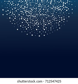 snow fall blue christmas round top border background, winter snowflake sky vector illustration