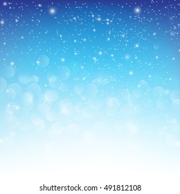 Snow fall with bokeh abstract blue background vector illustration eps10