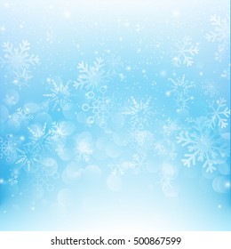 Snow fall with bokeh abstract blue background vector illustration eps10