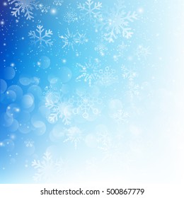 Snow fall with bokeh abstract blue background vector illustration eps10