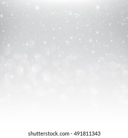 Snow fall with bokeh abstract grey background vector illustration eps10