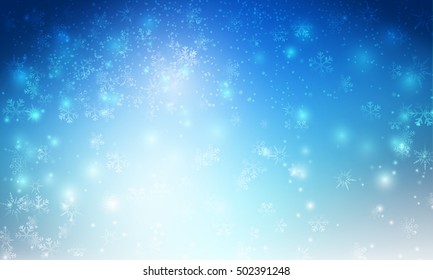 Snow fall with bokeh and lighting element abstract background vector illustration eps10