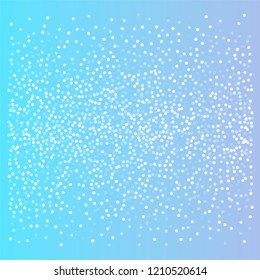 snow fall christmas background, winter white snowflakes vector. sparkling abstract confetti falling. light magic shining Flying glitter dots, sparkle border minimal decoration on blue