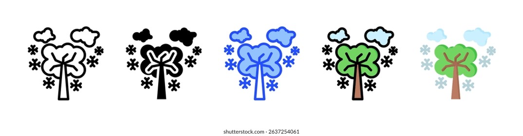 Snow Fall Icon Collection With Multiple Styles