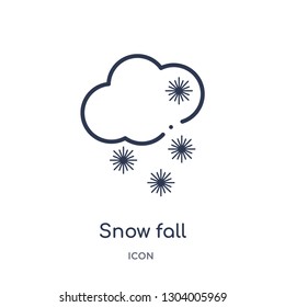 snow fall icon from weather outline collection. Thin line snow fall icon isolated on white background.