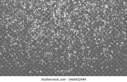 Snow fall, vector snowflakes overlay background, Christmas snowfall flakes and winter ice frost effect