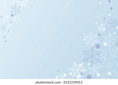 Snow falling background vector. Blue scene and decorated with falling snowflakes. There is a copy space for design. Winter, Christmas and New Year concept.