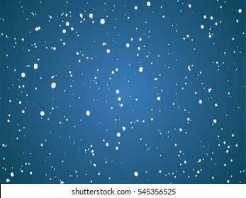 Snow Falling Background For Your Concept Design. Winter Mood. White Snowflake Falling at Blue Gradient Background. Vector Illustration. Colorful attract attention graphic