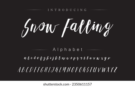 Snow Falling Best Alphabet Painting Paint Brush Beauty Script Logotype Font lettering handwritten